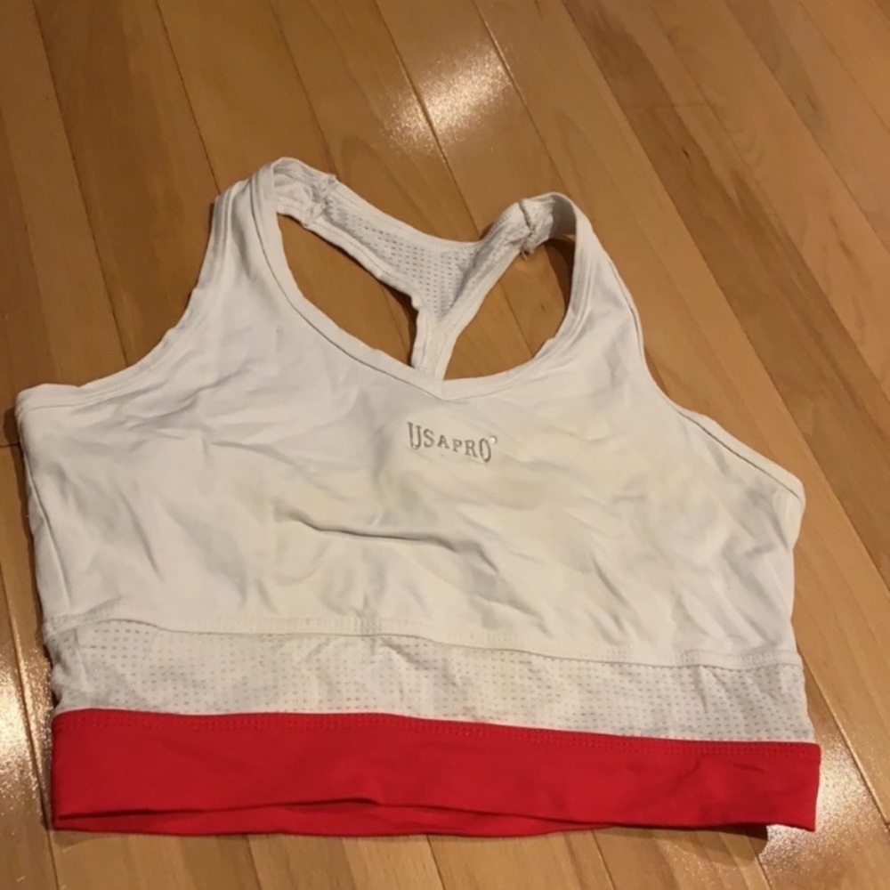 🧸2/$40 USA Pro Sports Bra White & Pink - Size S